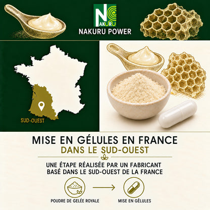 NAKURU Gelée Royale — 500 gélules — Fabrication