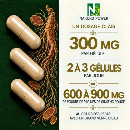 NAKURU Ginseng Rouge — 60 gélules — Dosage
