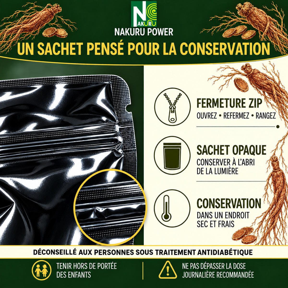 NAKURU Ginseng Rouge — 60 gélules — Conservation