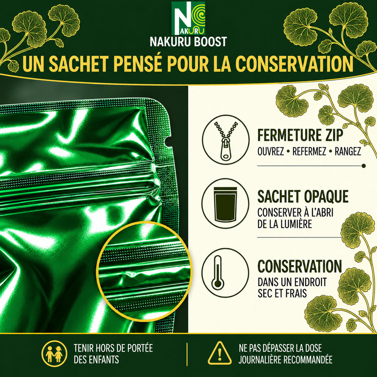 NAKURU Gotu Kola — 500 gélules — Conservation