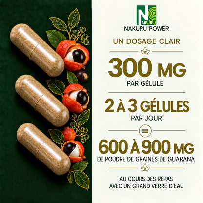 NAKURU Guarana — 500 gélules — Dosage