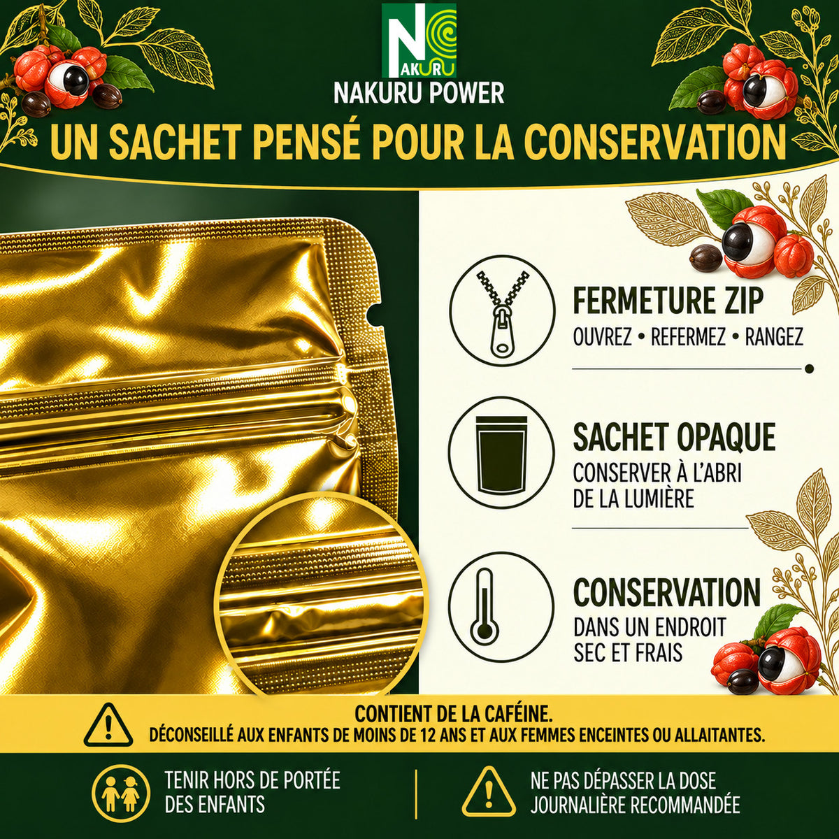 NAKURU Guarana — 500 gélules — Conservation