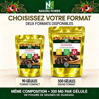 NAKURU Guarana — 500 gélules — Comparatif formats