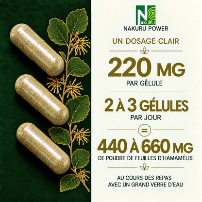 NAKURU Hamamélis — 500 gélules — Dosage