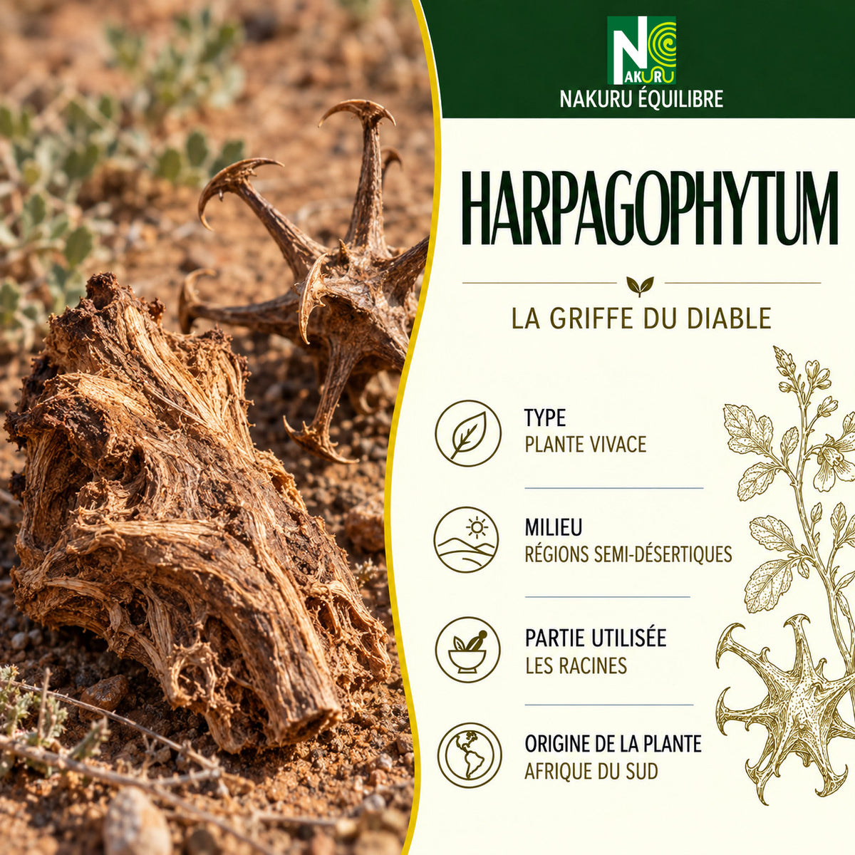 NAKURU Harpagophytum — 500 gélules — Présentation