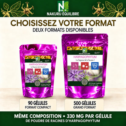 NAKURU Harpagophytum — 500 gélules — Comparatif formats