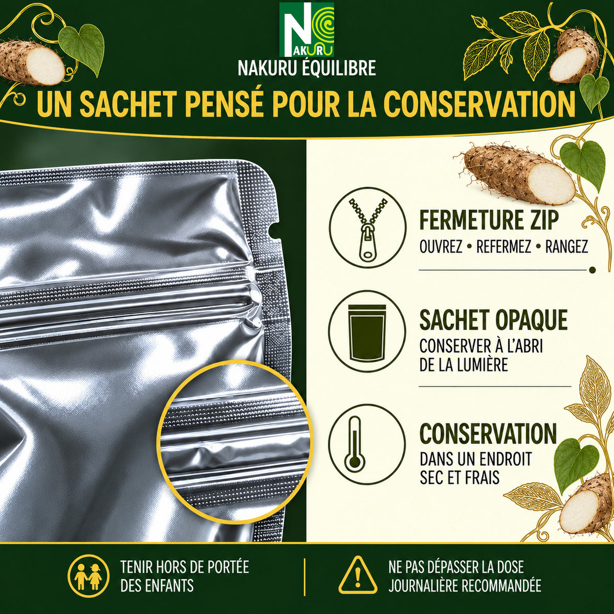 NAKURU Igname Sauvage — 500 gélules — Conservation