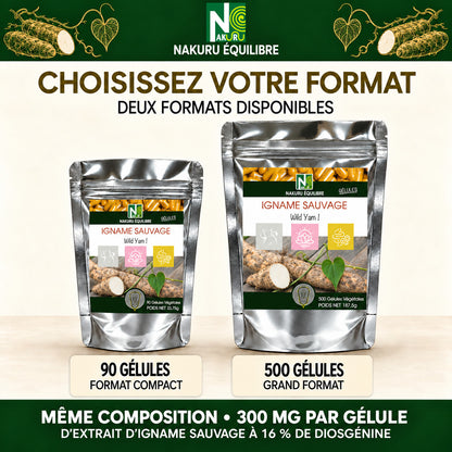 NAKURU Igname Sauvage — 500 gélules — Comparatif formats