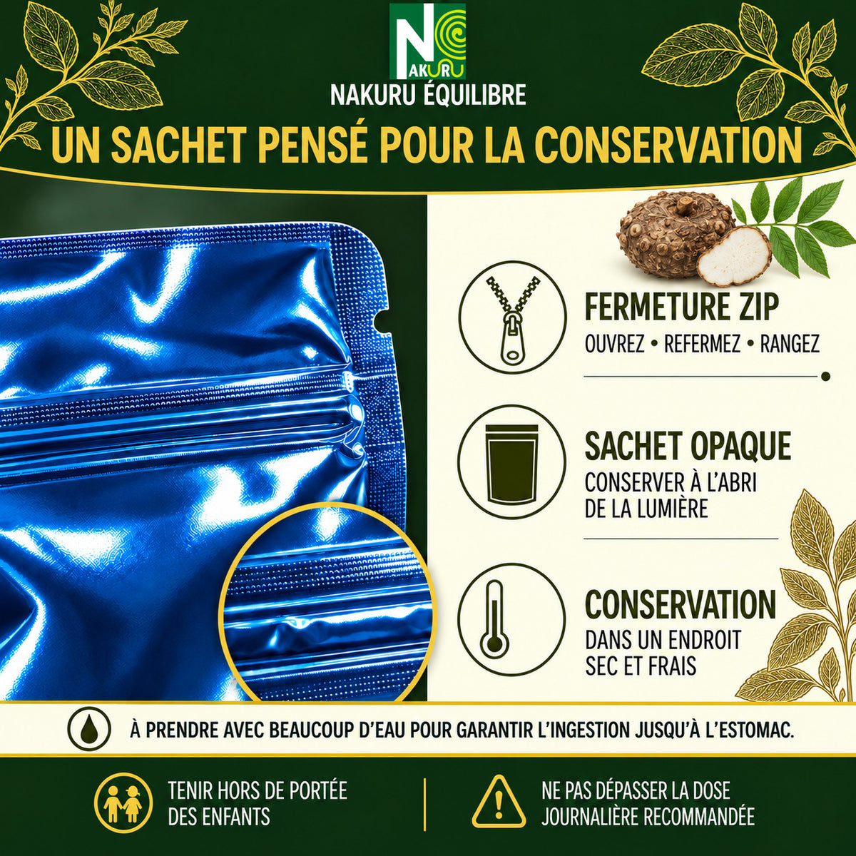 NAKURU Konjac — 500 gélules — Conservation