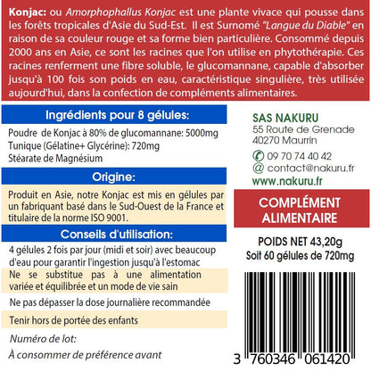 NAKURU Konjac — 60 gélules — Étiquette dos