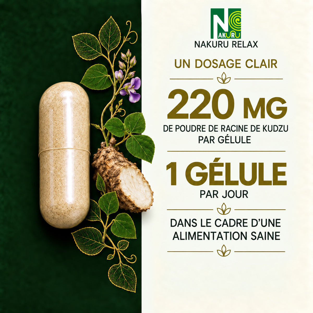 NAKURU Kudzu — 500 gélules — Dosage