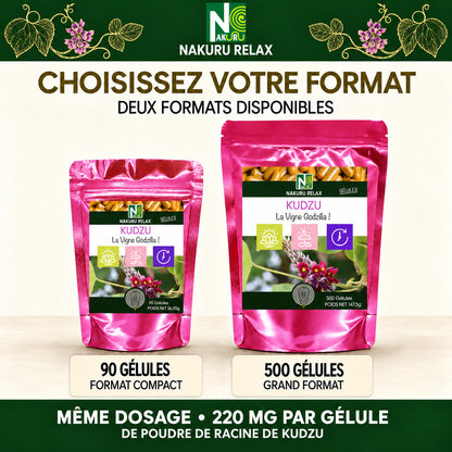 NAKURU Kudzu — 500 gélules — Comparatif formats