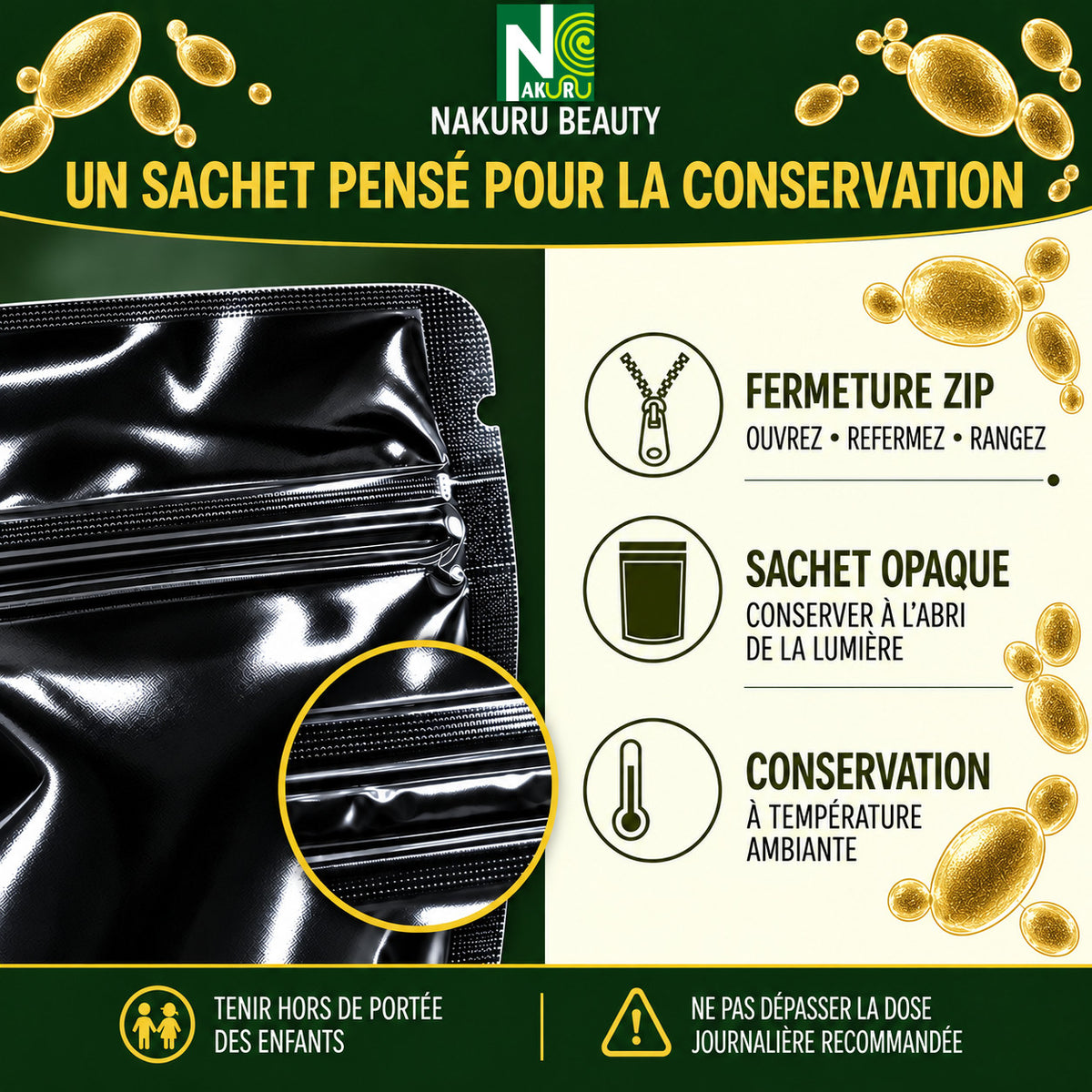 NAKURU Levure de Bière Revivifiable — 500 gélules — Conservation