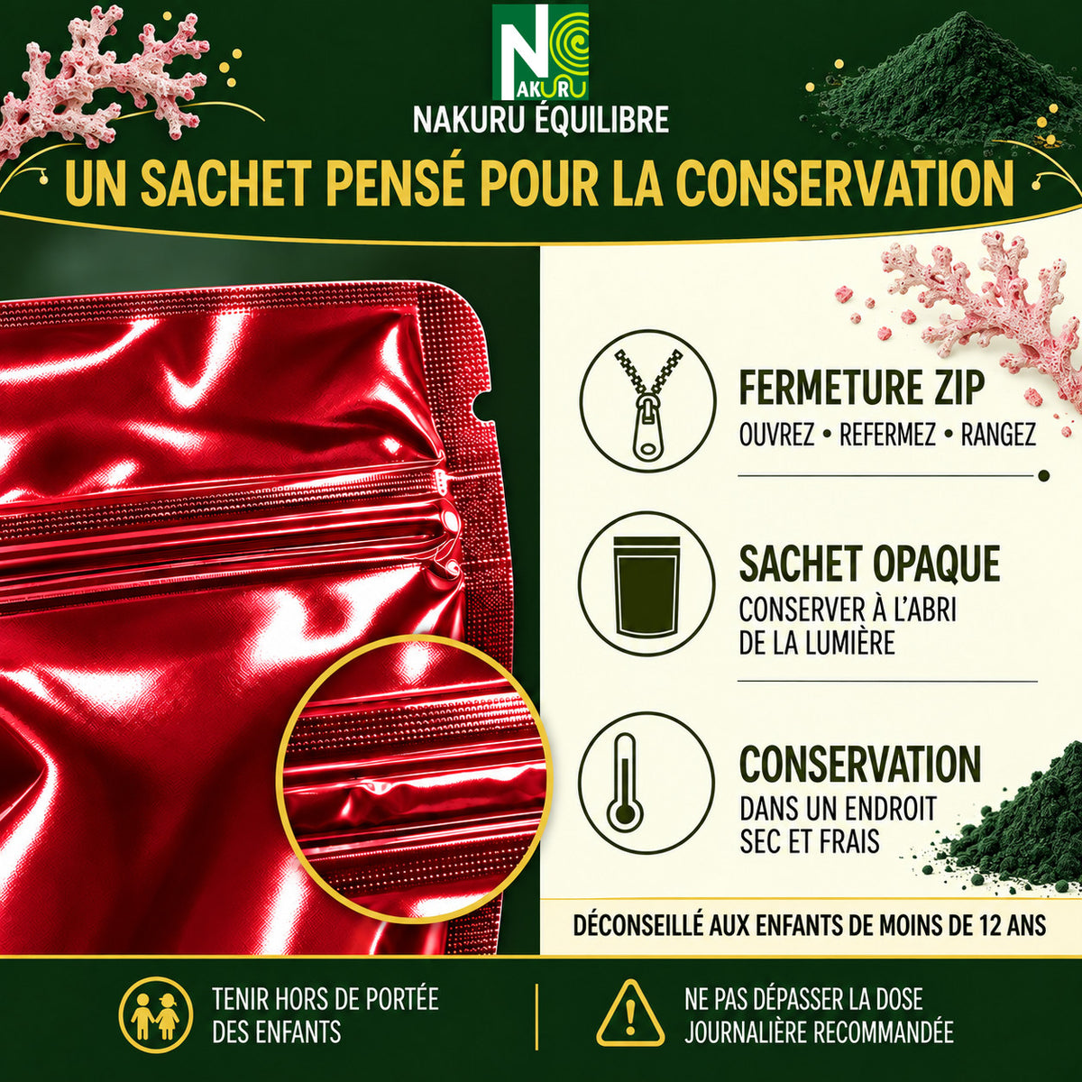NAKURU Lithothame + Spiruline — 500 gélules — Conservation