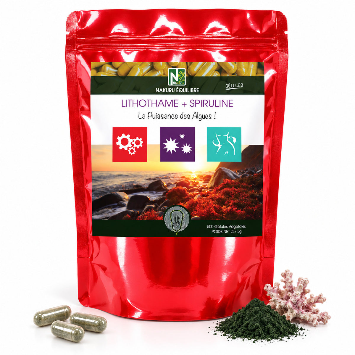 NAKURU Lithothame + Spiruline — 500 gélules — Packshot