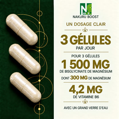 NAKURU Magnésium Bisglycinate — 500 gélules — Dosage