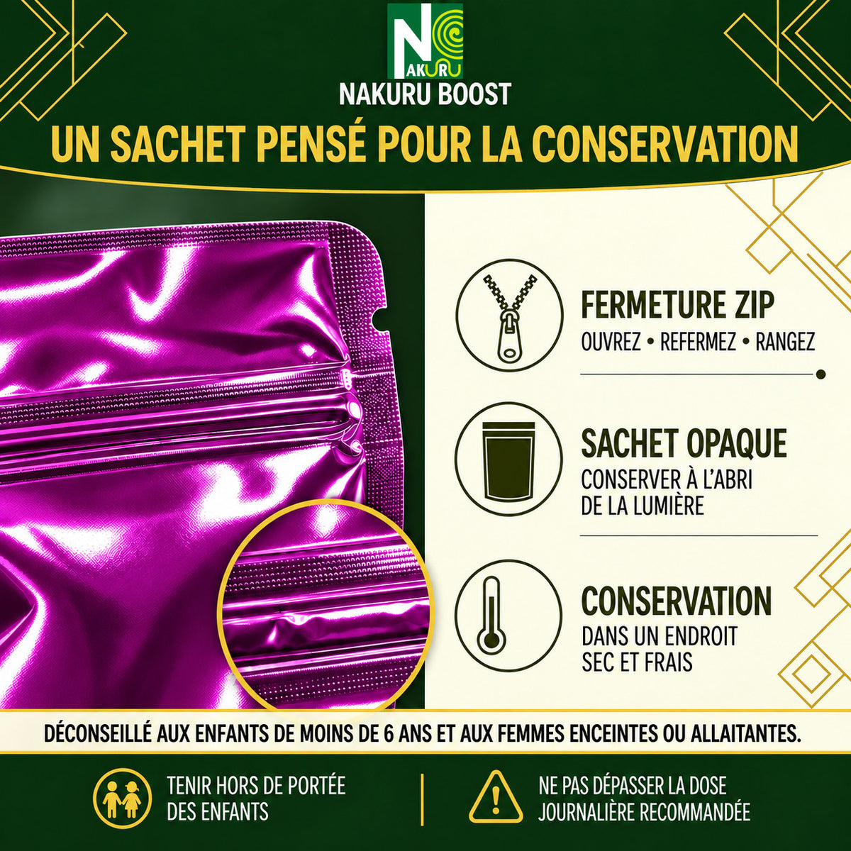 NAKURU Magnésium Bisglycinate — 500 gélules — Conservation