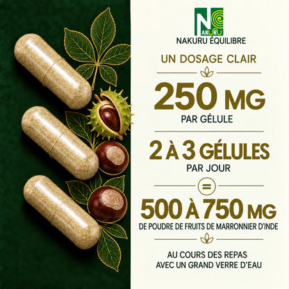 NAKURU Marron d'Inde — 500 gélules — Dosage