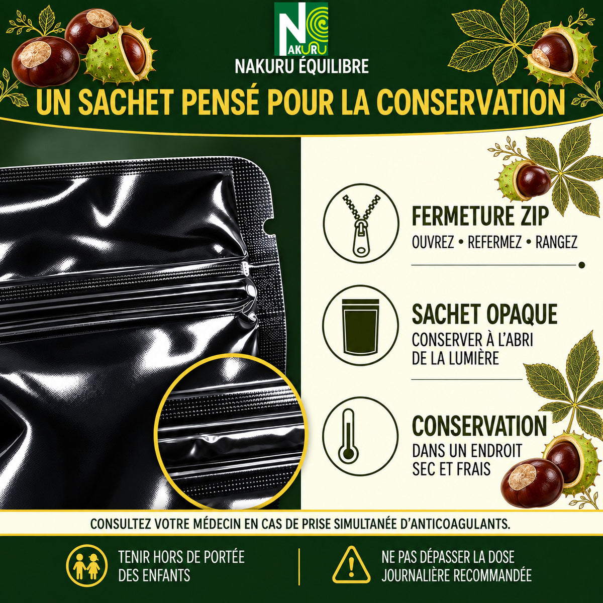 NAKURU Marron d'Inde — 500 gélules — Conservation