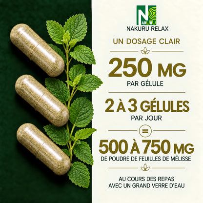 NAKURU Mélisse — 500 gélules — Dosage