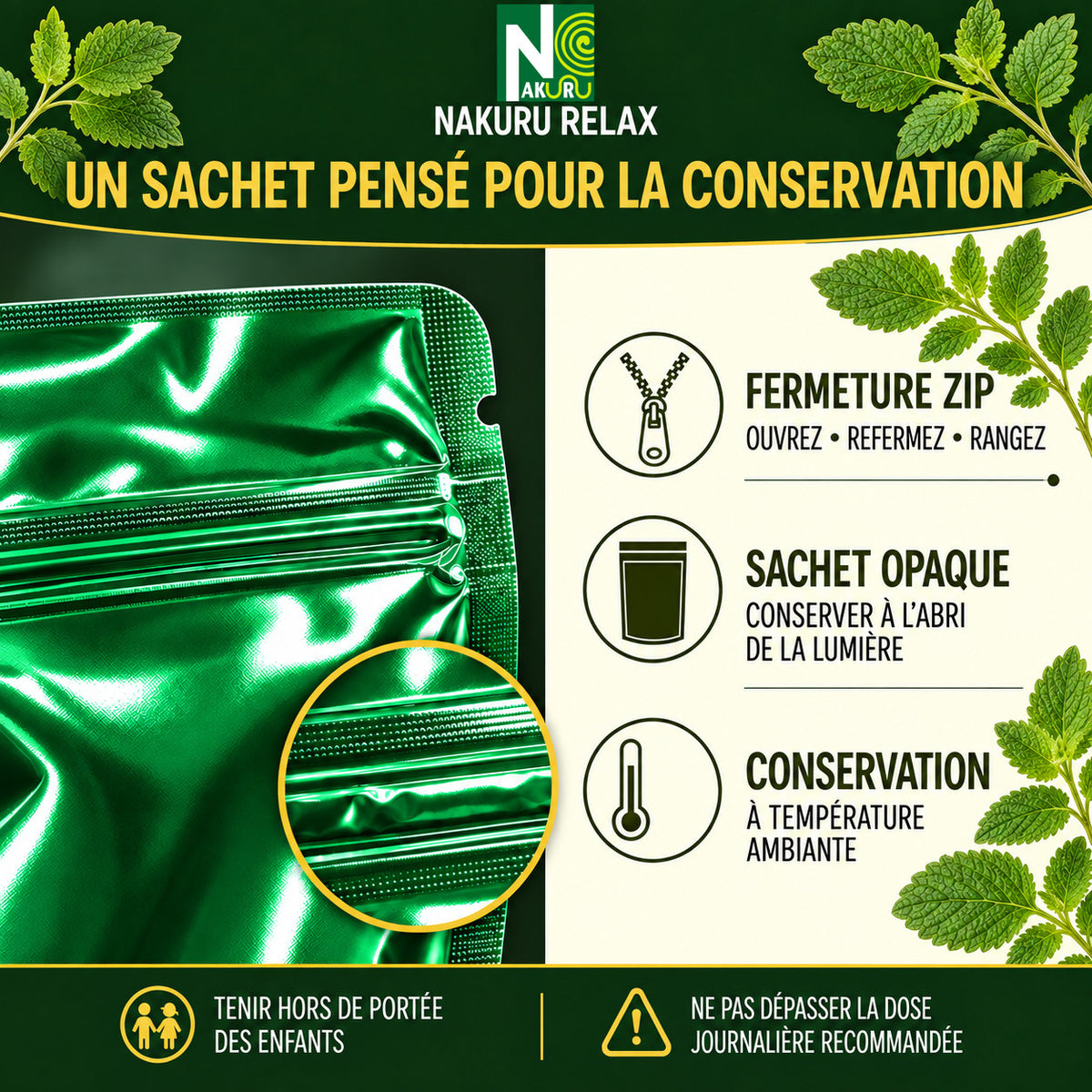 NAKURU Mélisse — 500 gélules — Conservation