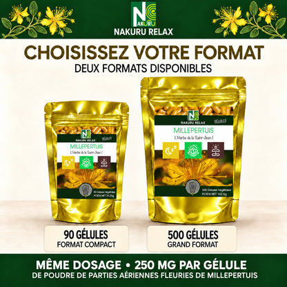 NAKURU Millepertuis — 500 gélules — Comparatif formats