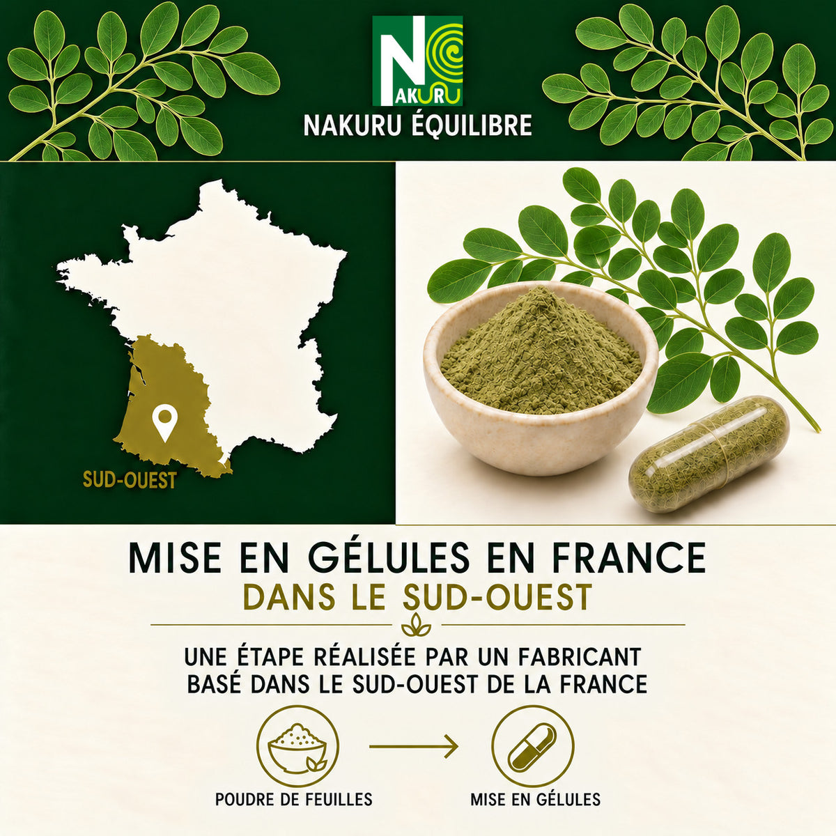 NAKURU Moringa — 500 gélules — Fabrication