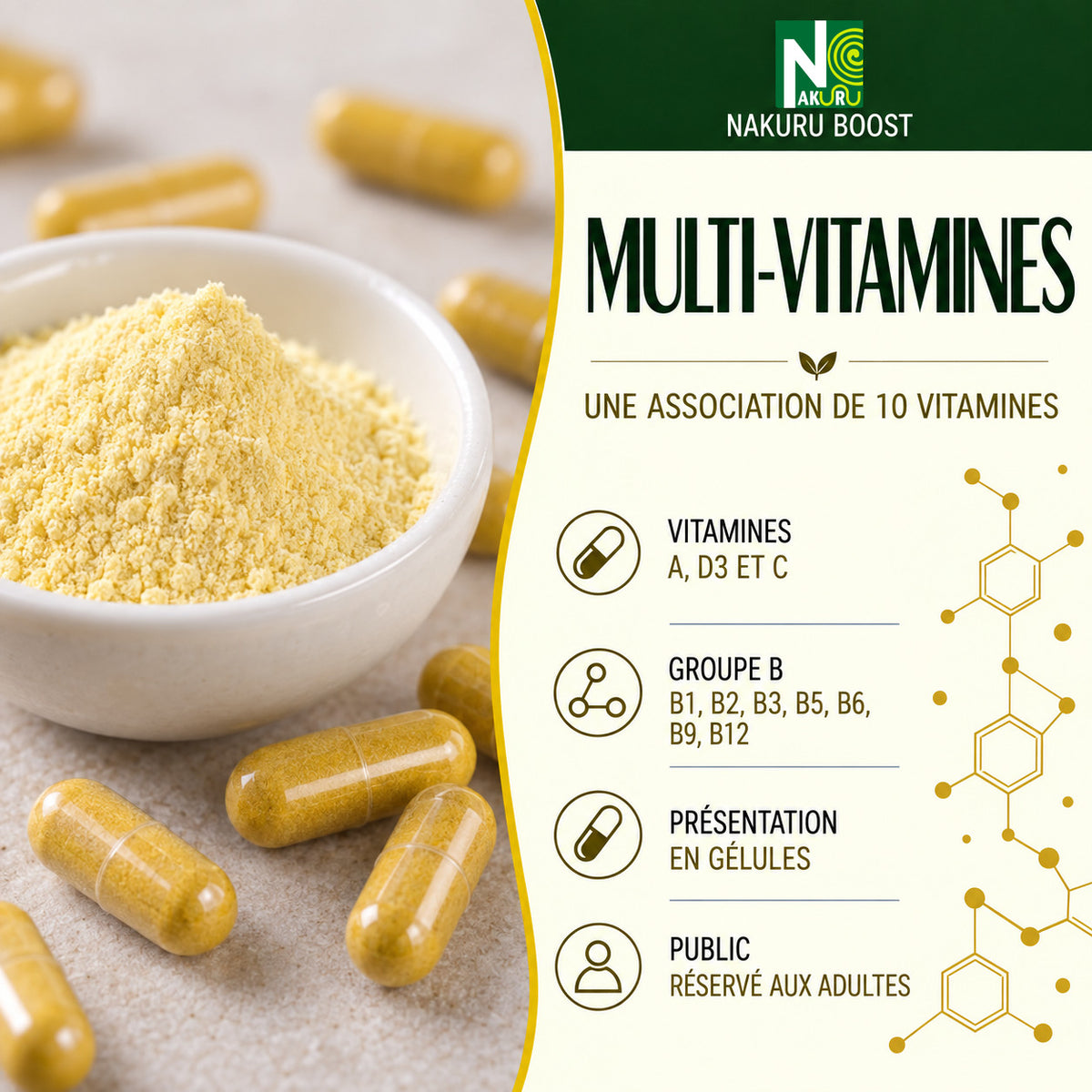 NAKURU Multi-Vitamines — 500 gélules — Présentation