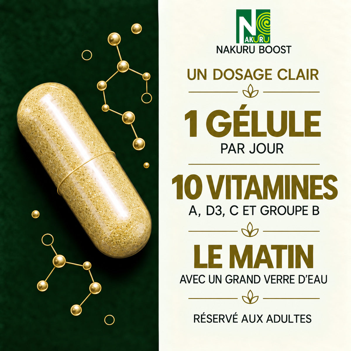 NAKURU Multi-Vitamines — 500 gélules — Dosage