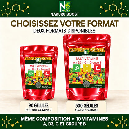 NAKURU Multi-Vitamines — 500 gélules — Comparatif formats
