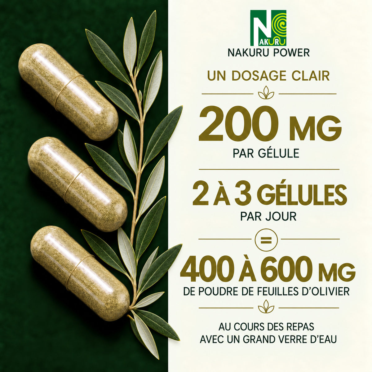 NAKURU Olivier — 500 gélules — Dosage