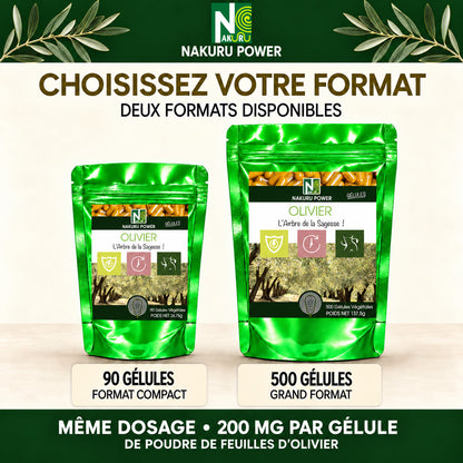 NAKURU Olivier — 500 gélules — Comparatif formats