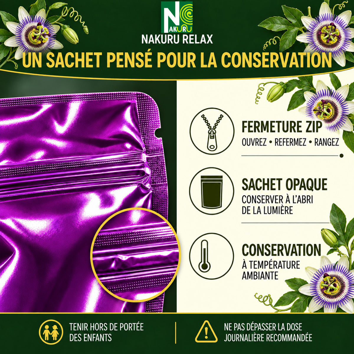 NAKURU Passiflore — 500 gélules — Conservation