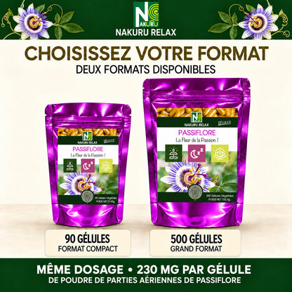 NAKURU Passiflore — 500 gélules — Comparatif formats