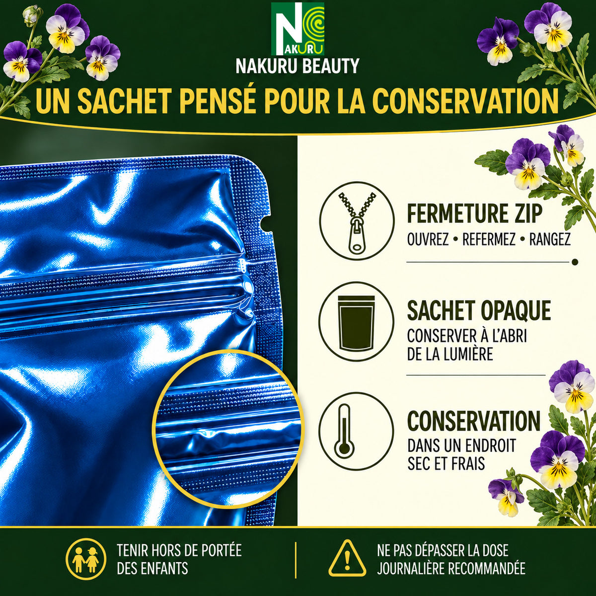 NAKURU Pensée Sauvage — 500 gélules — Conservation