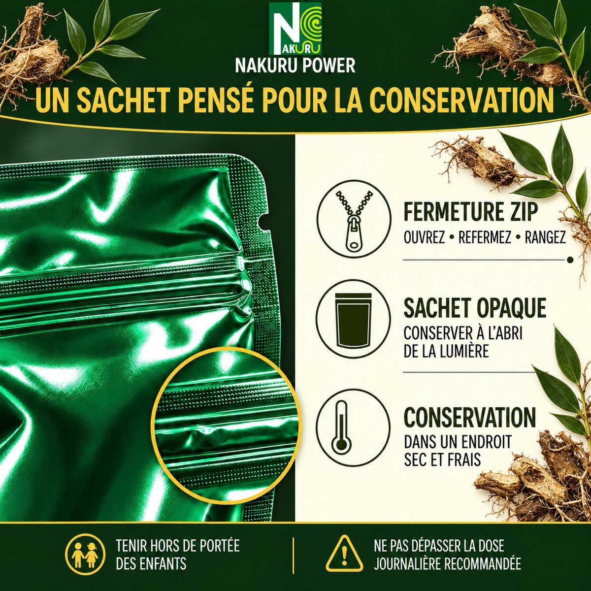 NAKURU Petit Houx — 500 gélules — Conservation