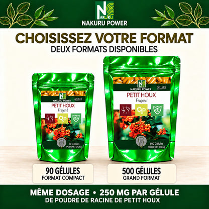 NAKURU Petit Houx — 500 gélules — Comparatif formats