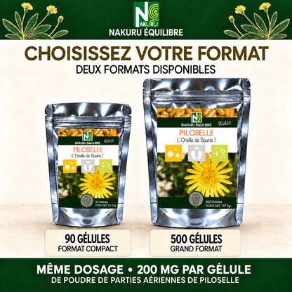 NAKURU Piloselle — 500 gélules — Comparatif formats