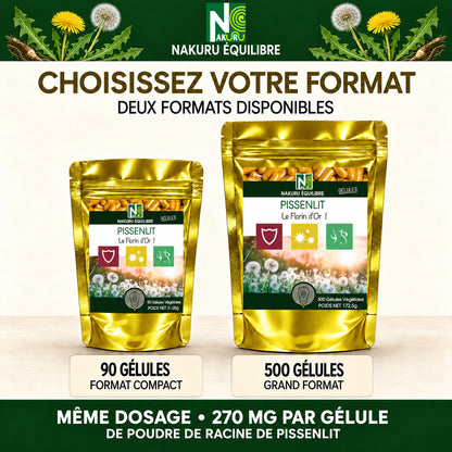 NAKURU Pissenlit — 500 gélules — Comparatif formats