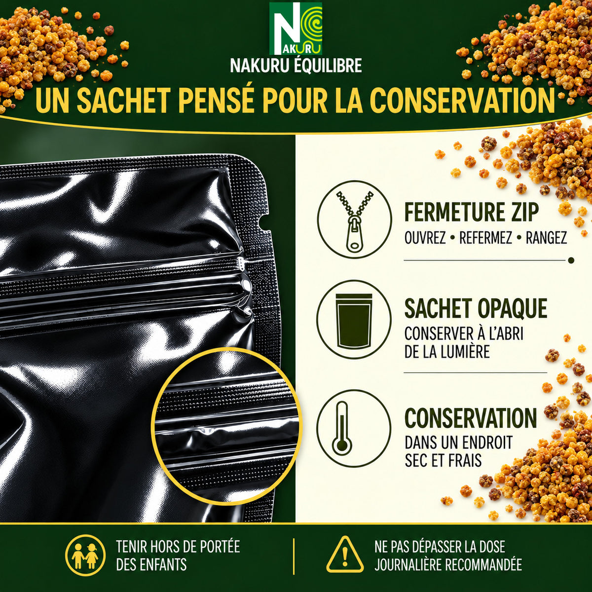 NAKURU Pollen — 500 gélules — Conservation
