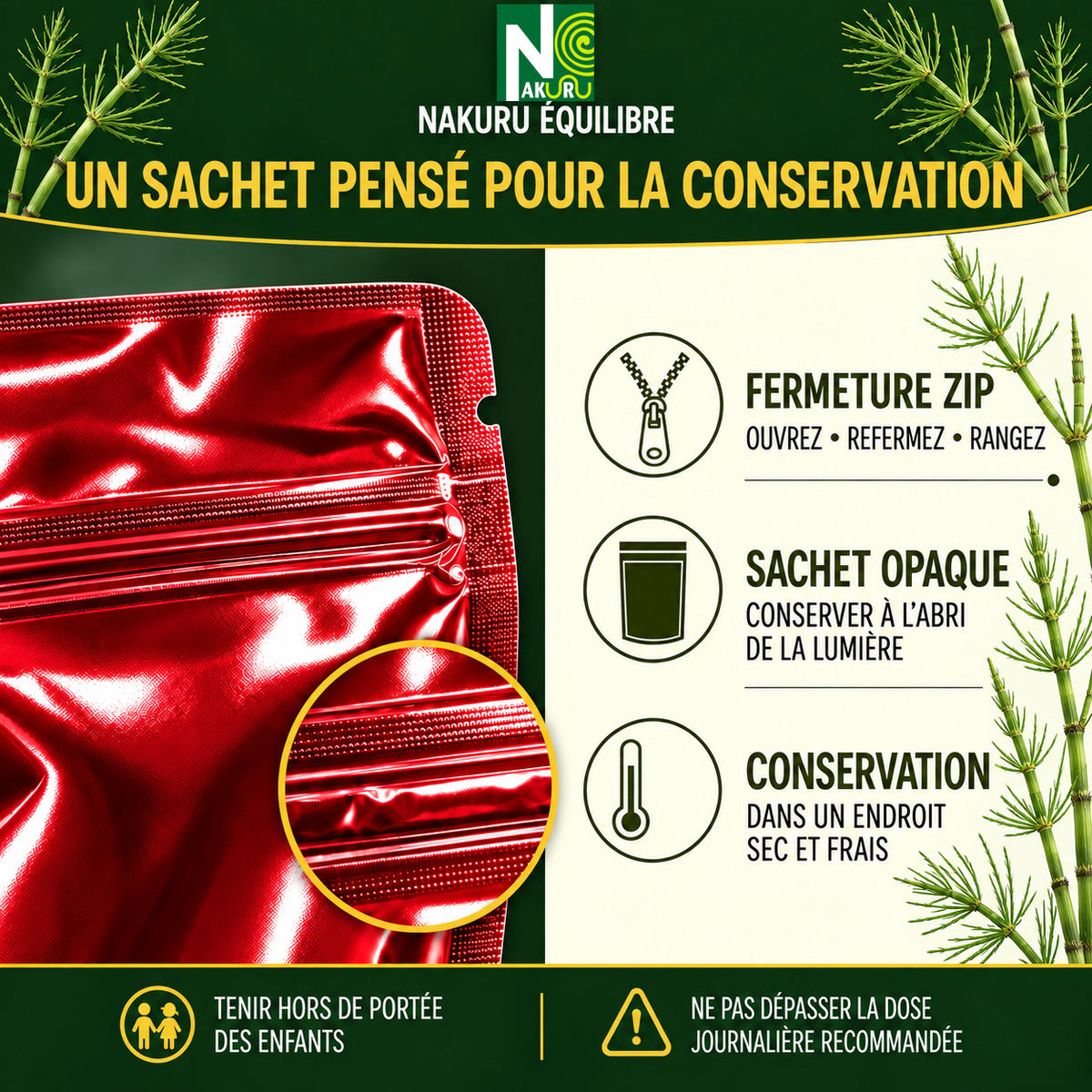 NAKURU Prêle — 500 gélules — Conservation