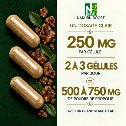 NAKURU Propolis — 500 gélules — Dosage