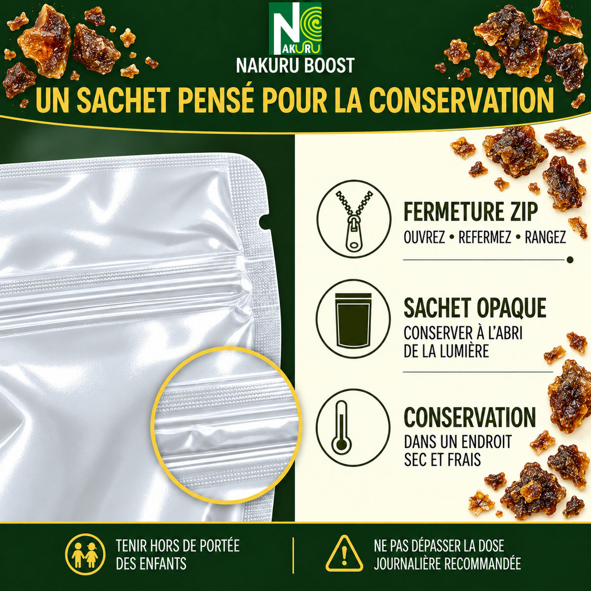 NAKURU Propolis — 500 gélules — Conservation