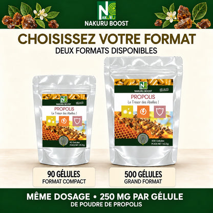 NAKURU Propolis — 500 gélules — Comparatif formats