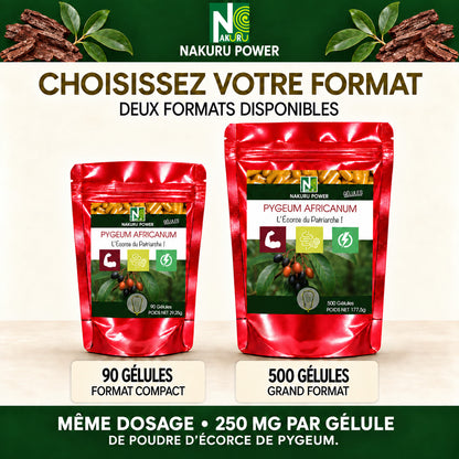 NAKURU Pygeum Africanum — 500 gélules — Comparatif formats