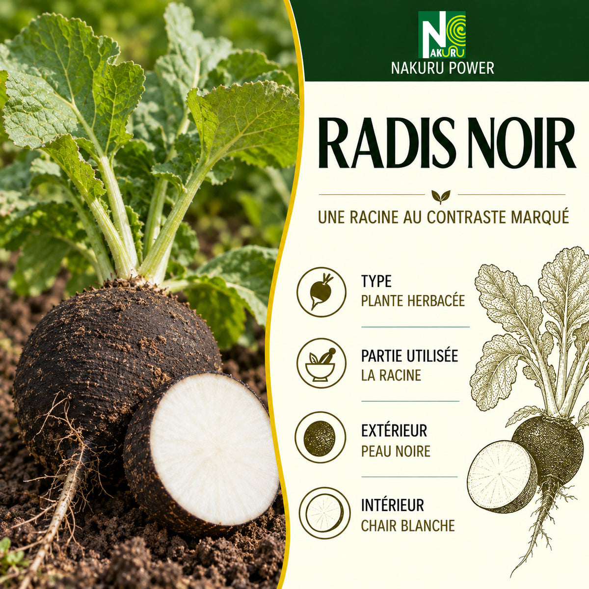 NAKURU Radis Noir — 500 gélules — Présentation