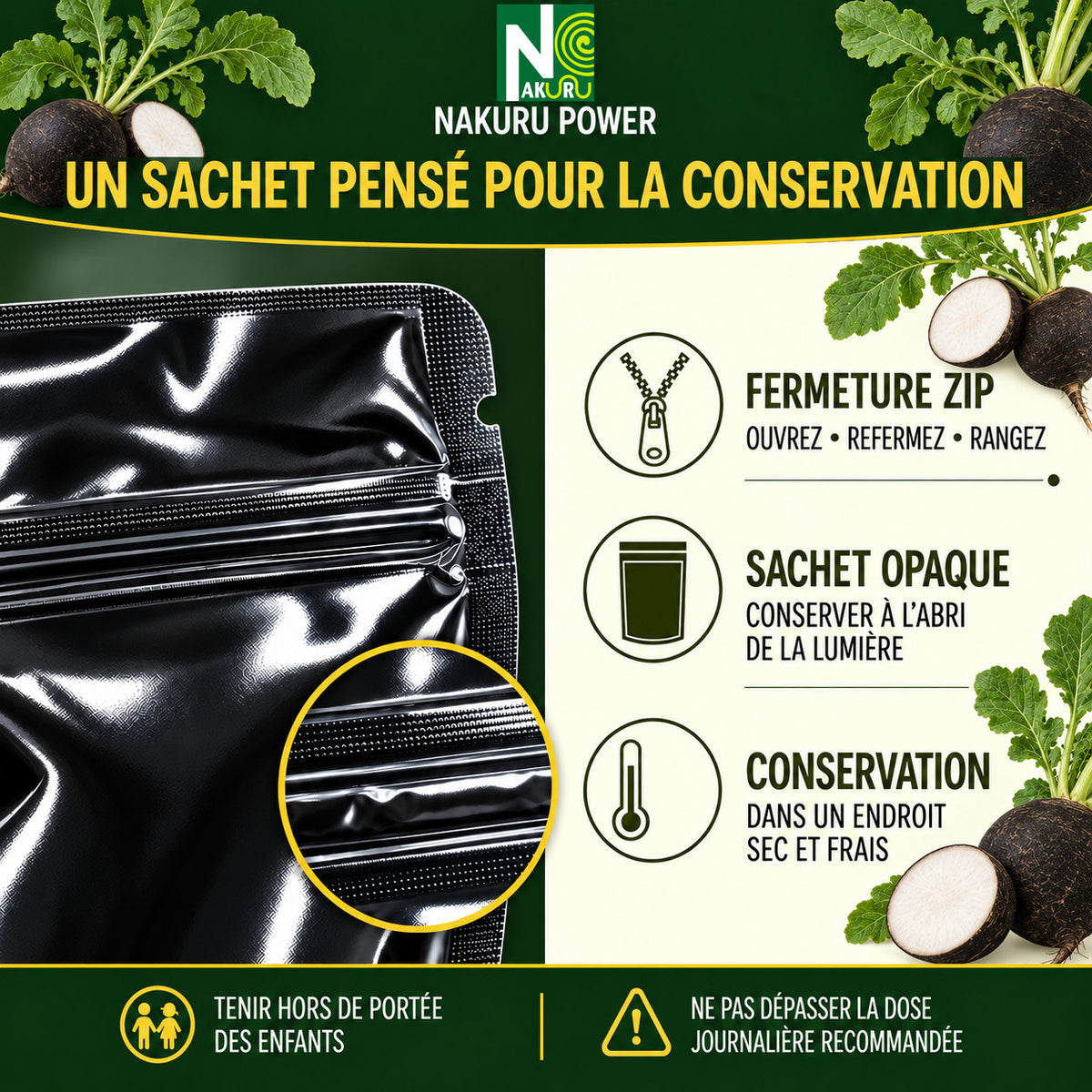 NAKURU Radis Noir — 500 gélules — Conservation