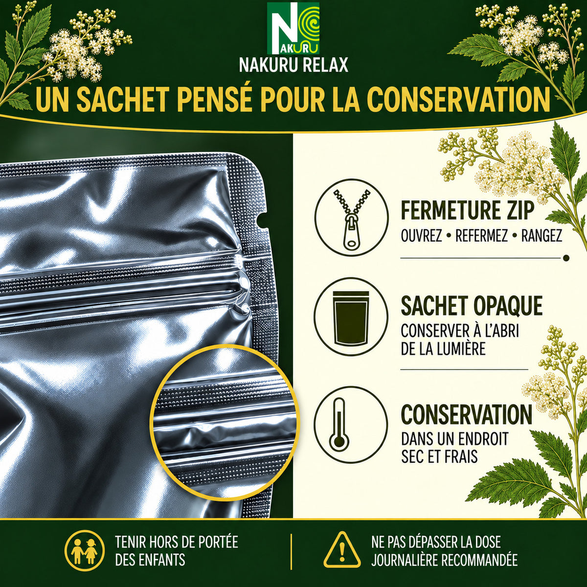 NAKURU Reine des Prés — 500 gélules — Conservation