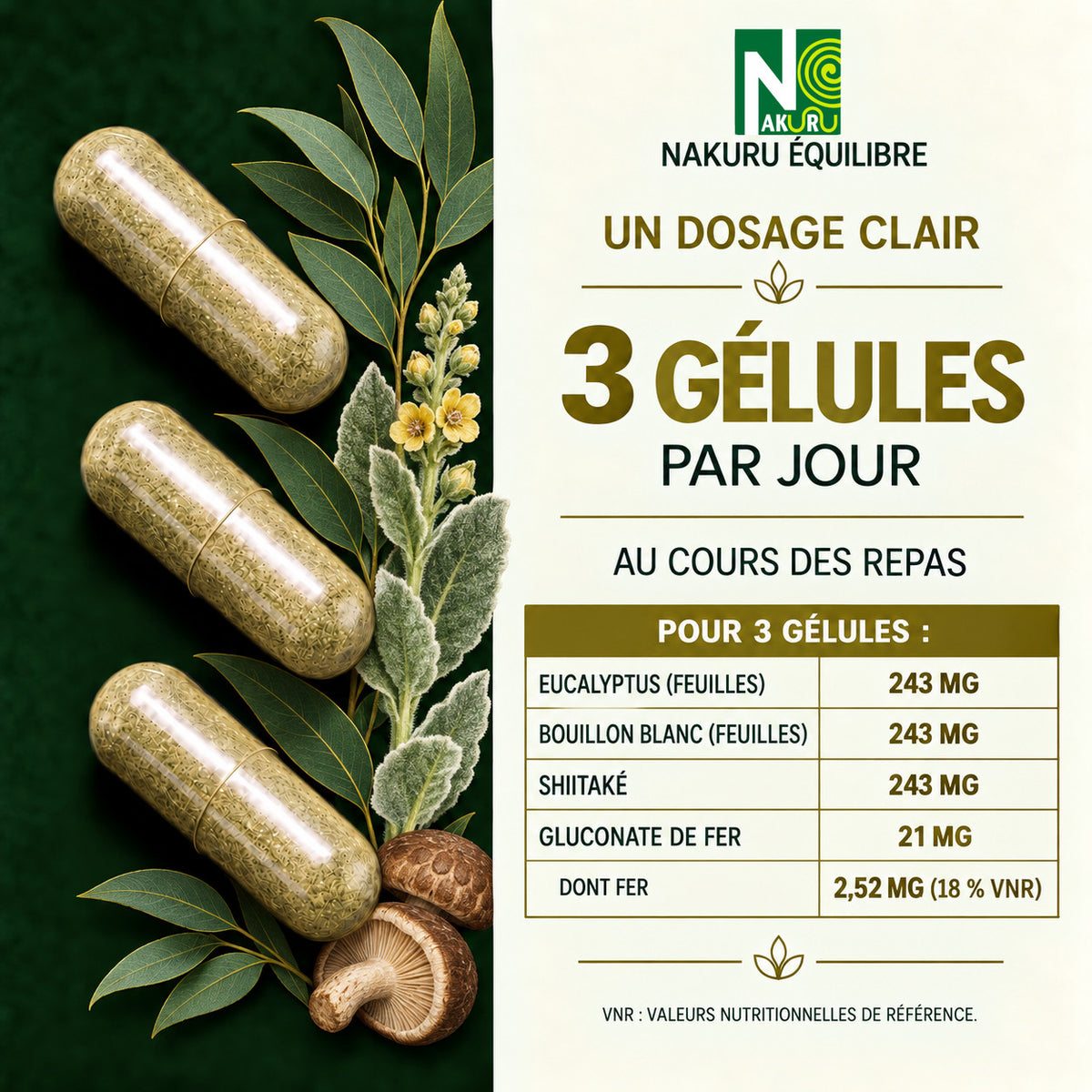 NAKURU Respiration — 500 gélules — Dosage