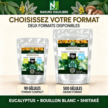 NAKURU Respiration — 500 gélules — Comparatif formats